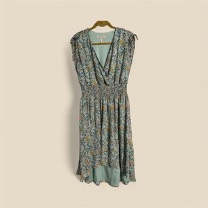 BCBGeneration Floral Midi Dress in Blue and Orange